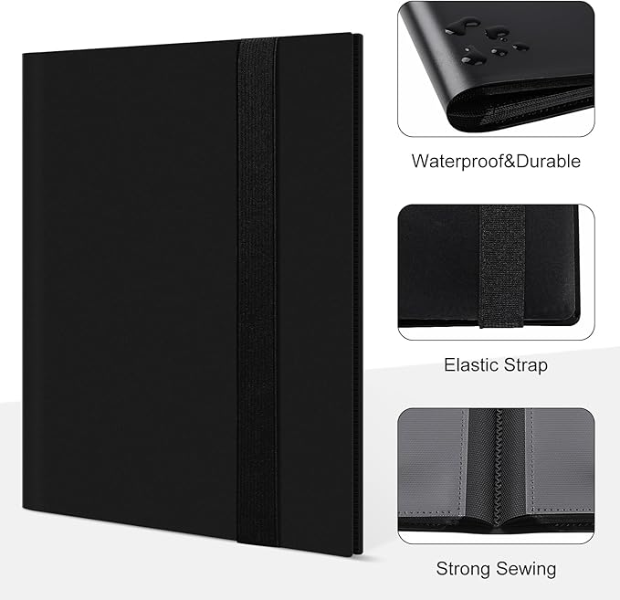 4 Pocket Card Binder for 160 Sleeves, Card Folder Ablum for Trading Cards Collection for Sports Cards, Baseball Cards, Game Cards, Mini TCG Binder Fit for MTG, Gift for Card Collector (Black)