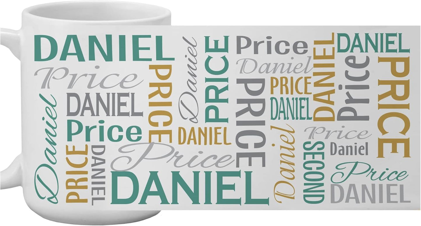 Let's Make Memories Personalized Your Name Signature Mug - Custom 15oz Coffee Mug - Stocking Stuffer - For Christmas - Green/Gold