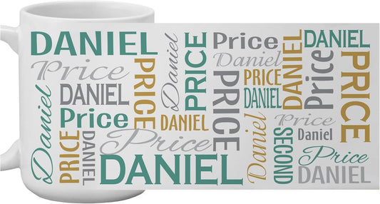 Let's Make Memories Personalized Your Name Signature Mug - Custom 15oz Coffee Mug - Stocking Stuffer - For Christmas - Green/Gold