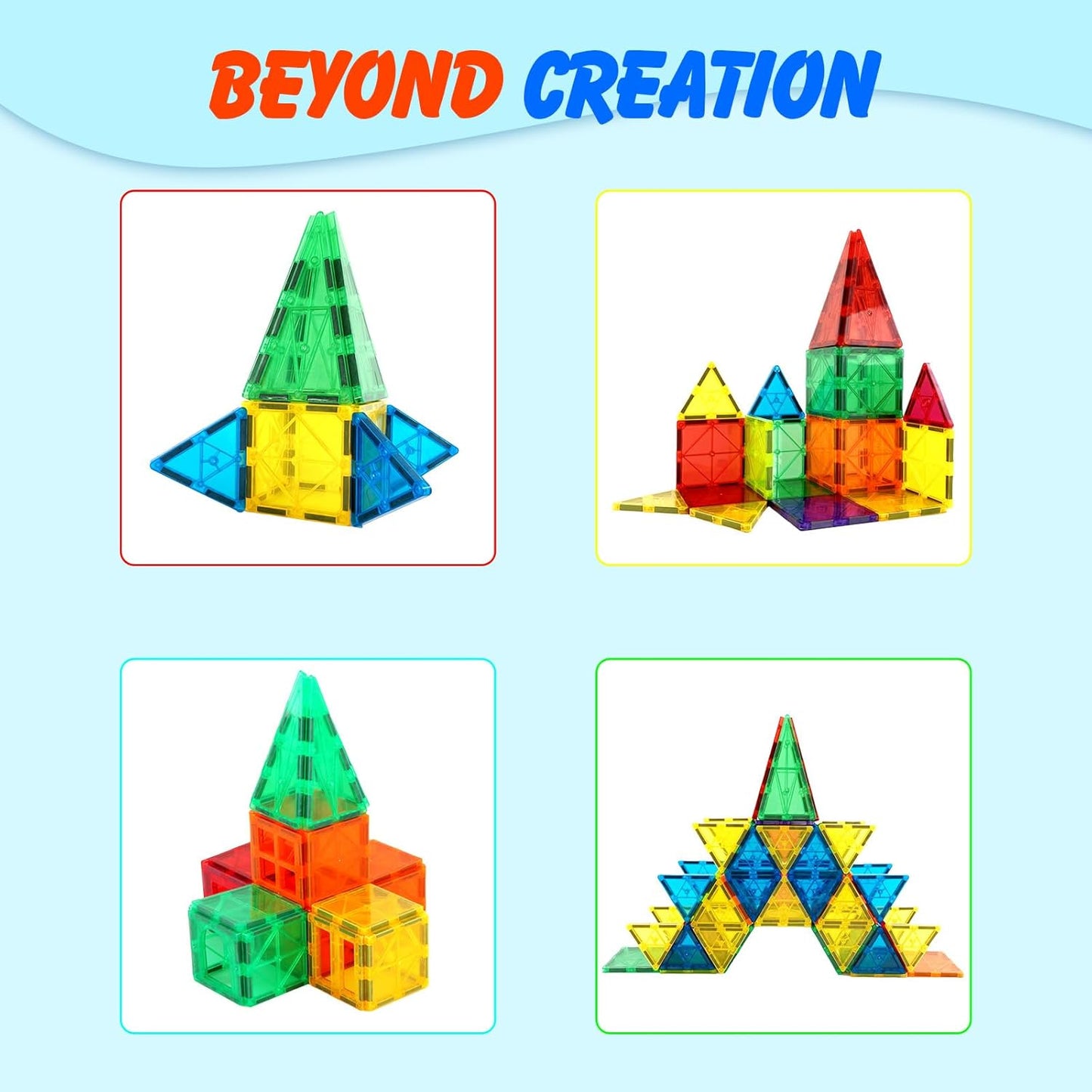 Gemmicc Magnetic Tiles, Magnet Toys Building Blocks for Kids, STEM Approved Educational Toys,Magnet Puzzles Stacking Blocks for Boys Girls,72 PCS Advanced Set