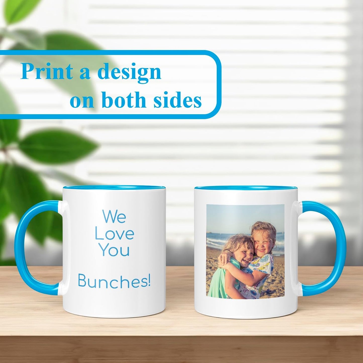 Personalized Mother's Day Coffee Mug, Custom Mum Photo Text 11 Oz Ceramic Mug, Customized Mom Gift Idea Picture Name Cup, Taza Cafe Personalizadas Fotos, Cute Gifts Mom Women Dad Men, Light Blue