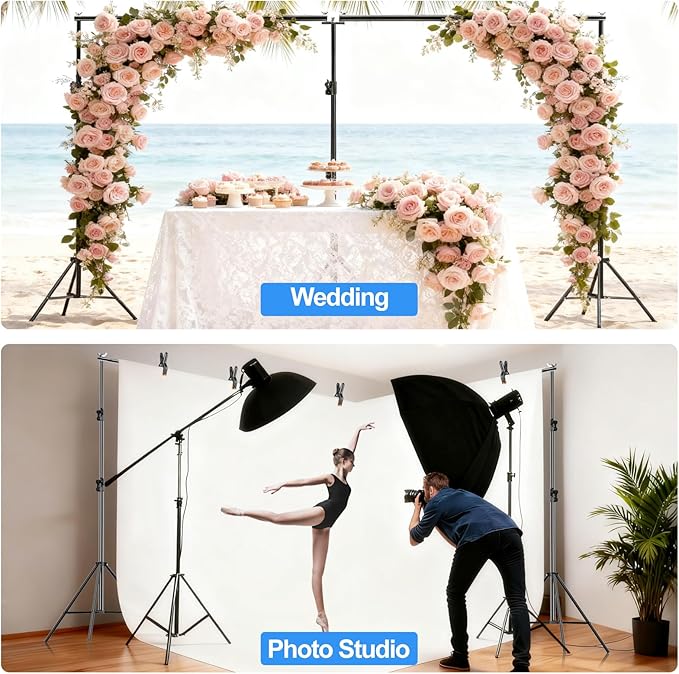 FUDESY 10x20ft Backdrop Stand Heavy Duty Adjustable Photography Background Support System with Angle Rotatable Connector, Spring Clamps, Sandbags, Ring Clips, Carry Bag for Photo Video Studio, Wedding