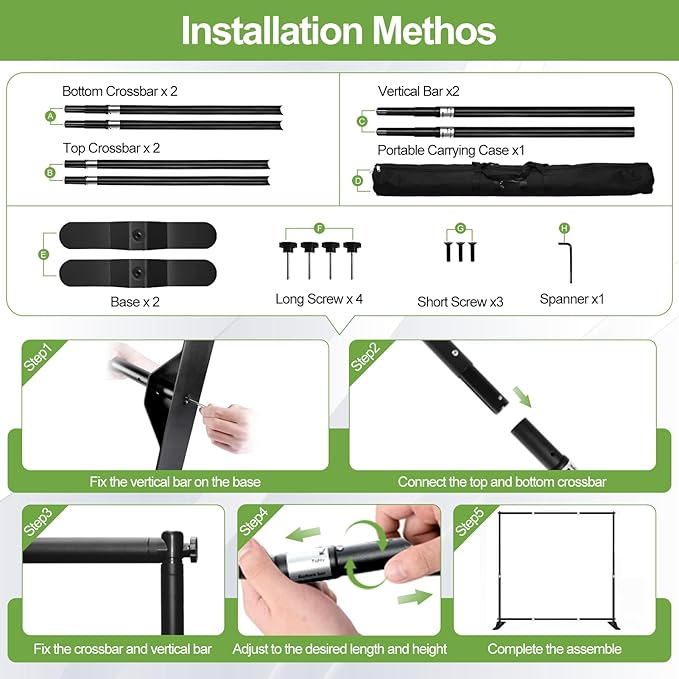 FUDESY 10x10 ft Backdrop Banner Stand, Heavy Duty Adjustable Background Kit With Carrying Bag, Step and Repeat Photography Frame for Trade Show Display Photo Booth Parties
