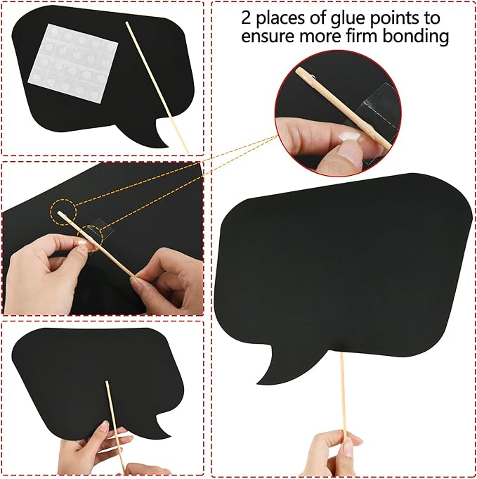 18pcs Blank Photo Booth Props Black Chalkboard Photo Booth Props Frame with Bubble DIY Photo Props for Birthday Wedding Party Supplies(Black)