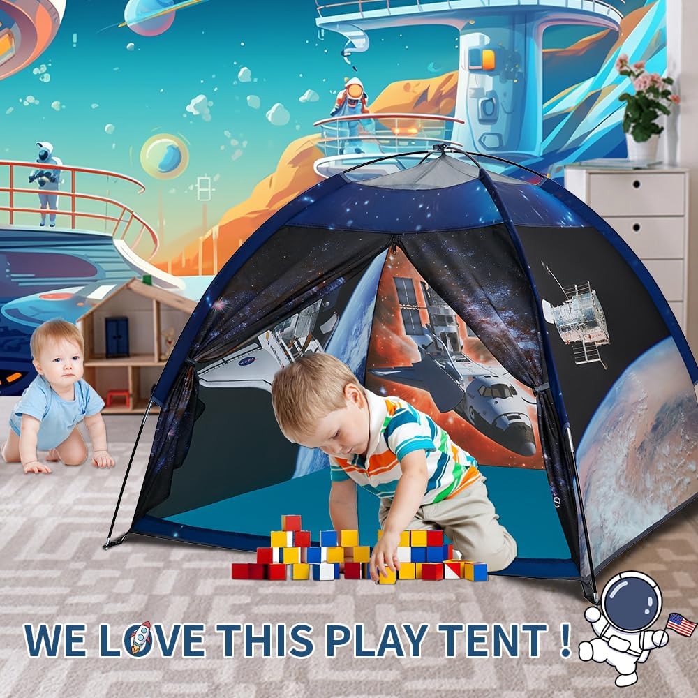 Play Tent for Boys and Girls- Space Shuttle Atlantis with Hubble Dome Tent for Kids Gift- ToddlerPop Up Tent Playhouse for Indoor Imaginative and Physical Play- 47" x 47" x 43 "