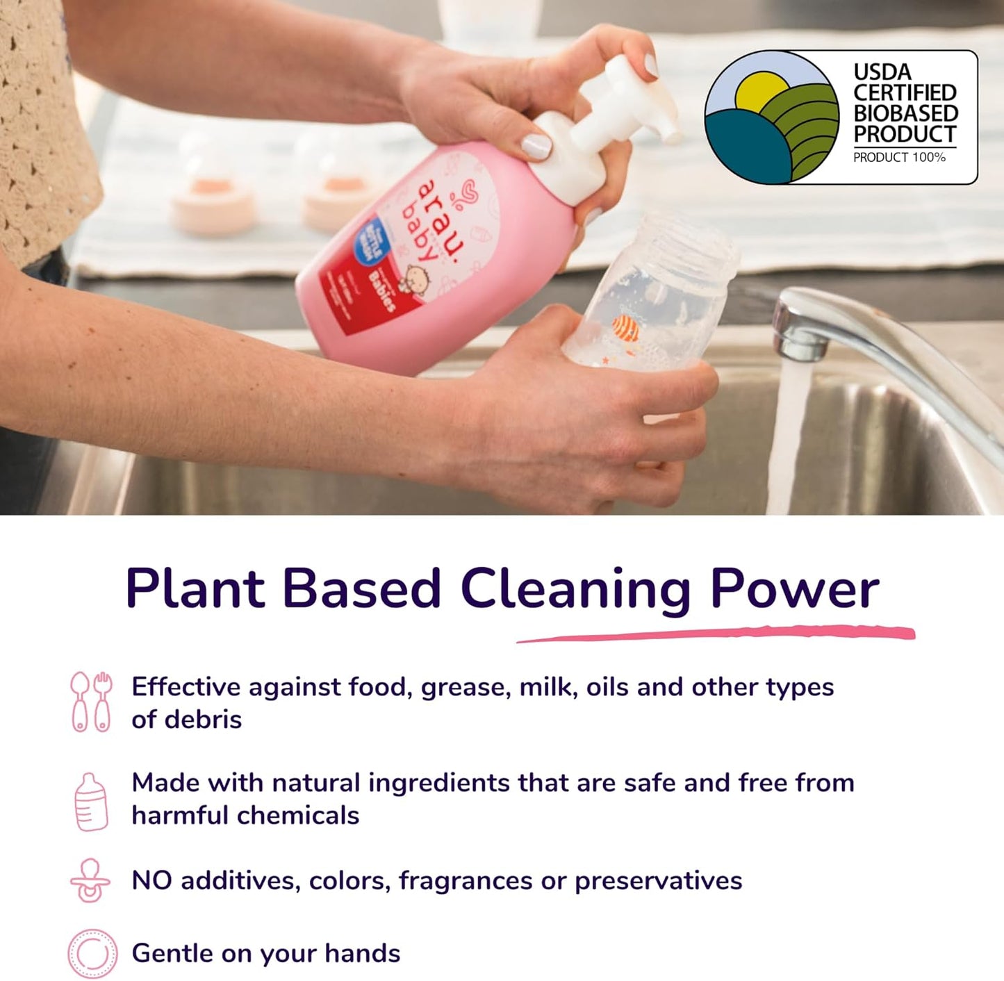 Unscented Foam Bottle Wash Refill, Natural Plant Based Baby Bottle & Dish Soap, No Artificial Fragrance or Additives, Gentle for Washing Bottles, Pacifiers and Toys, Easy Rinse, 15.21 Fl Oz