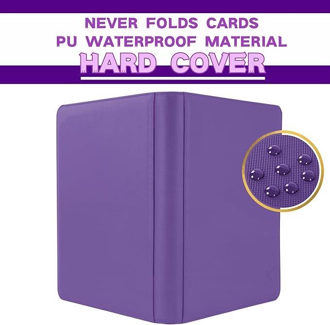 1000+ Pockets Trading Card Binder, 16-Pocket Card Ablum Compatible with MTG,Sports Cards & Other Standard Size Trading Cards (PURPLE)