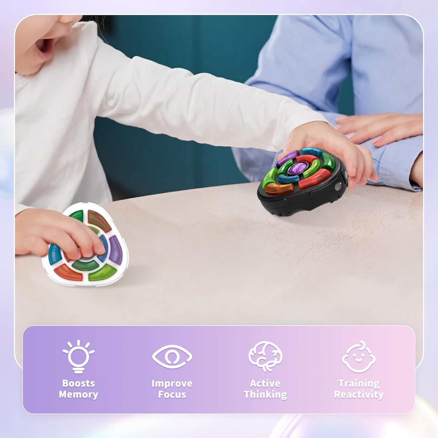 MINDNOOK 2Pcs Electronic Memory Game for 1-2 Players, Kids Handheld Game with Lights & Sounds, Brain Challenge Toy for Ages 3+, Birthday Gifts for Boys & Girls, Black & White