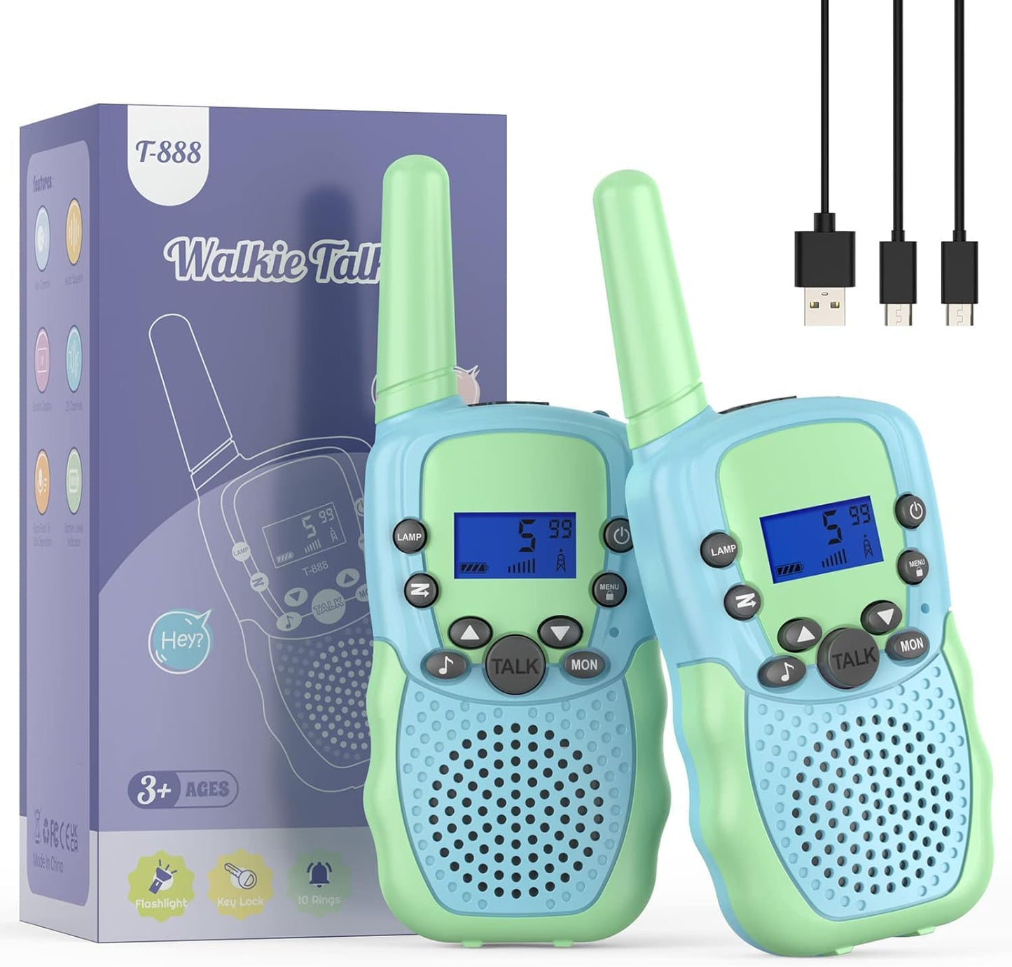 Selieve Walkie Talkies for Kids Rechargeable, Toys for 4-12 Year Old Boys or Girls, Indoor Outdoor 3 KM Range 22 Channels 2 Way Radio Toys, Birthday Gifts for 5-8 Year Old Boys and Girls