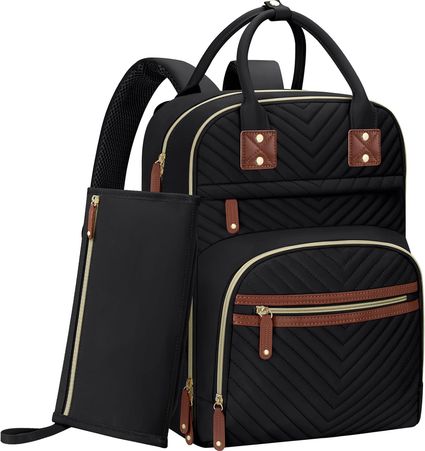 Diaper Bag Backpack for Women with Changing Pad, Baby Bag with Insulated Pockets Multifunctional Diaper Bags For Baby Girl Boy Waterproof Baby Bags For Boys Girls Maternity Bag Black