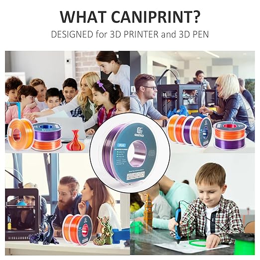 Geeetech Silk PLA Filament 1.75mm Silk Dual Color Filament, Coextrusion Dichromatic Metal-Like Shiny Consumable 1kg (2.2lbs) 1 Spool, Dimensional Accuracy +/- 0.02 mm, Gold Purple