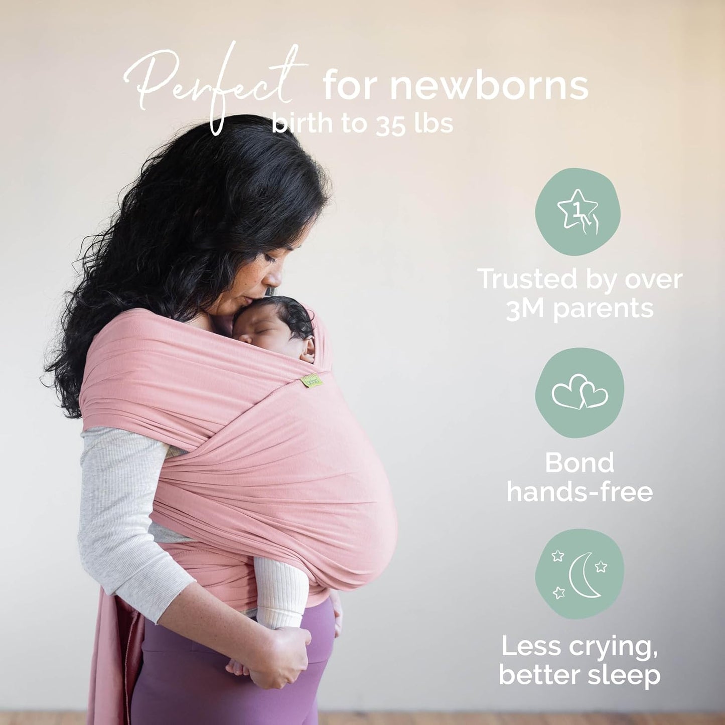 Boba Baby Wrap Carrier – Original Baby Sling Carrier for Newborns (7–35 lbs), Soft, Secure, Hands-Free & Ergonomic, Ideal for Comfortable Bonding, New Parents (Serenity Bloom)