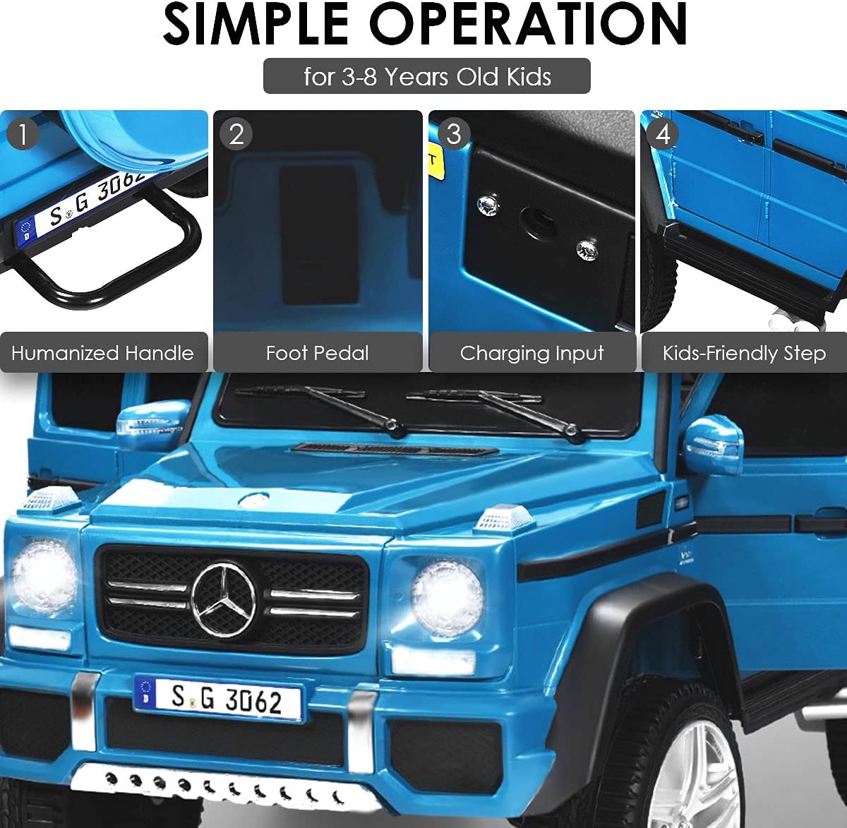 Costzon Ride on Car, Licensed Mercedes-Benz Maybach, 12V Battery Powered Vehicle Toy w/ 2 Motors, Remote Control, 3 Speeds, Lights, Horn, Music, Aux, Storage, Truck, Electric Car for Kids (Navy)