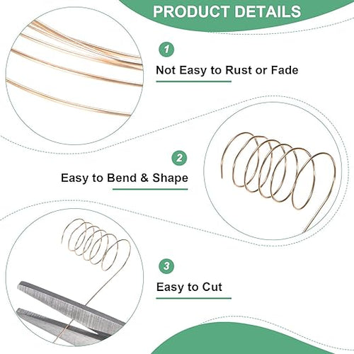 0.2mm Jewelry Wire, 32 Gauge 328FT Craft Wire Copper Beading Wire for Jewelry Making/Planting/Weaving/DIY Crafting, Soft Metal Wires [100M, Champagne Gold]