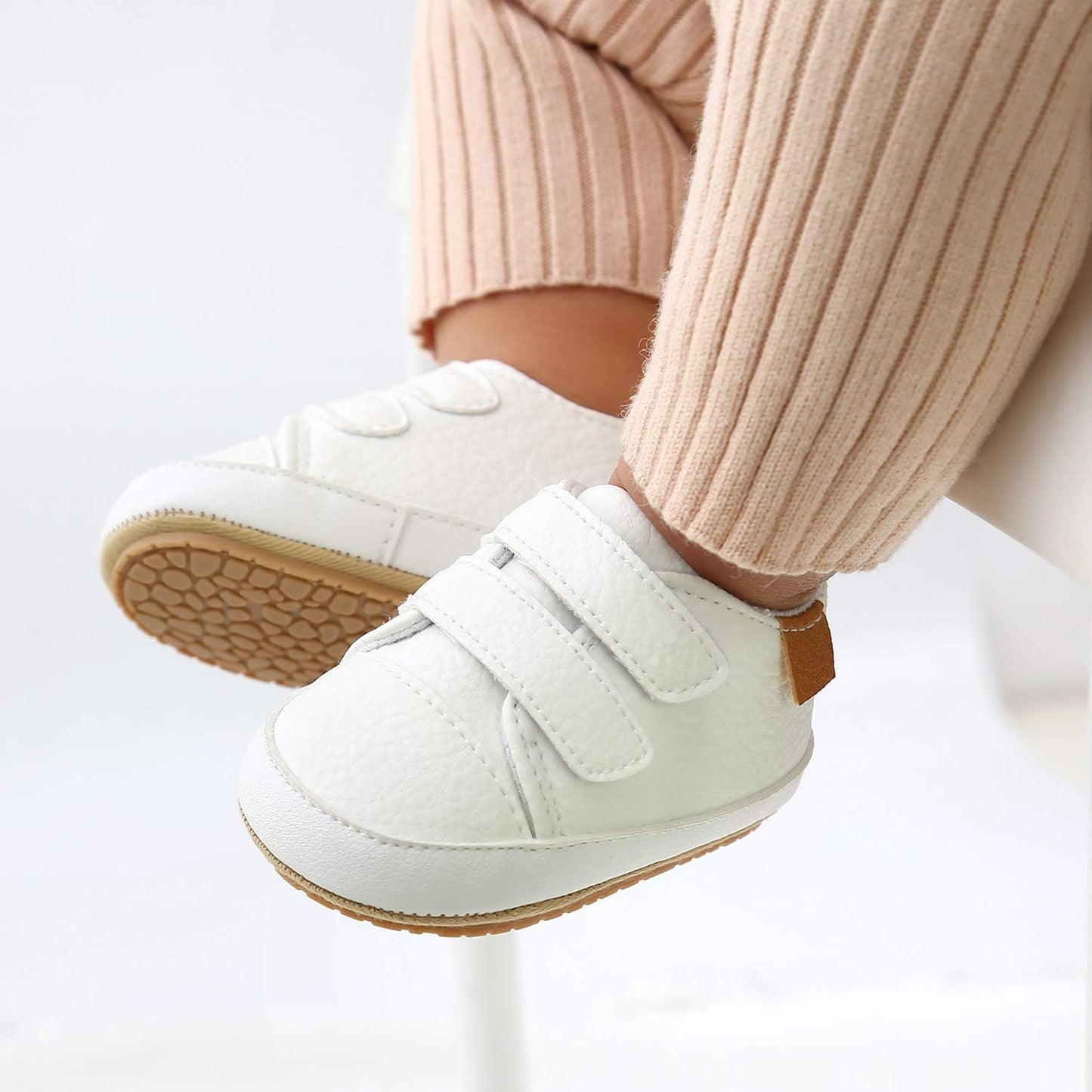 SOFMUO Baby Boys Girls High Top Ankle PU Leather Sneakers Soft Rubber Sole Infant Moccasins Newborn Oxford Loafers Anti-Slip Toddler Wedding Uniform Dress Shoes