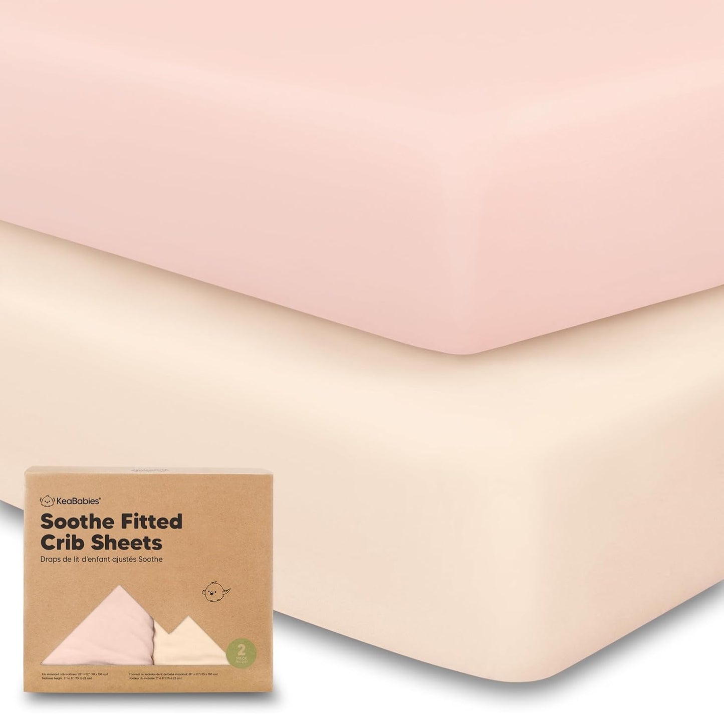 KeaBabies 2-Pack Organic Crib Sheets for Boys, Girls - 52x28 Fitted Crib Mattress Sheet Neutral, Breathable Jersey Cotton Cover for Baby Bed, Toddler Mattress, Soft & Cute Prints (Cameo)