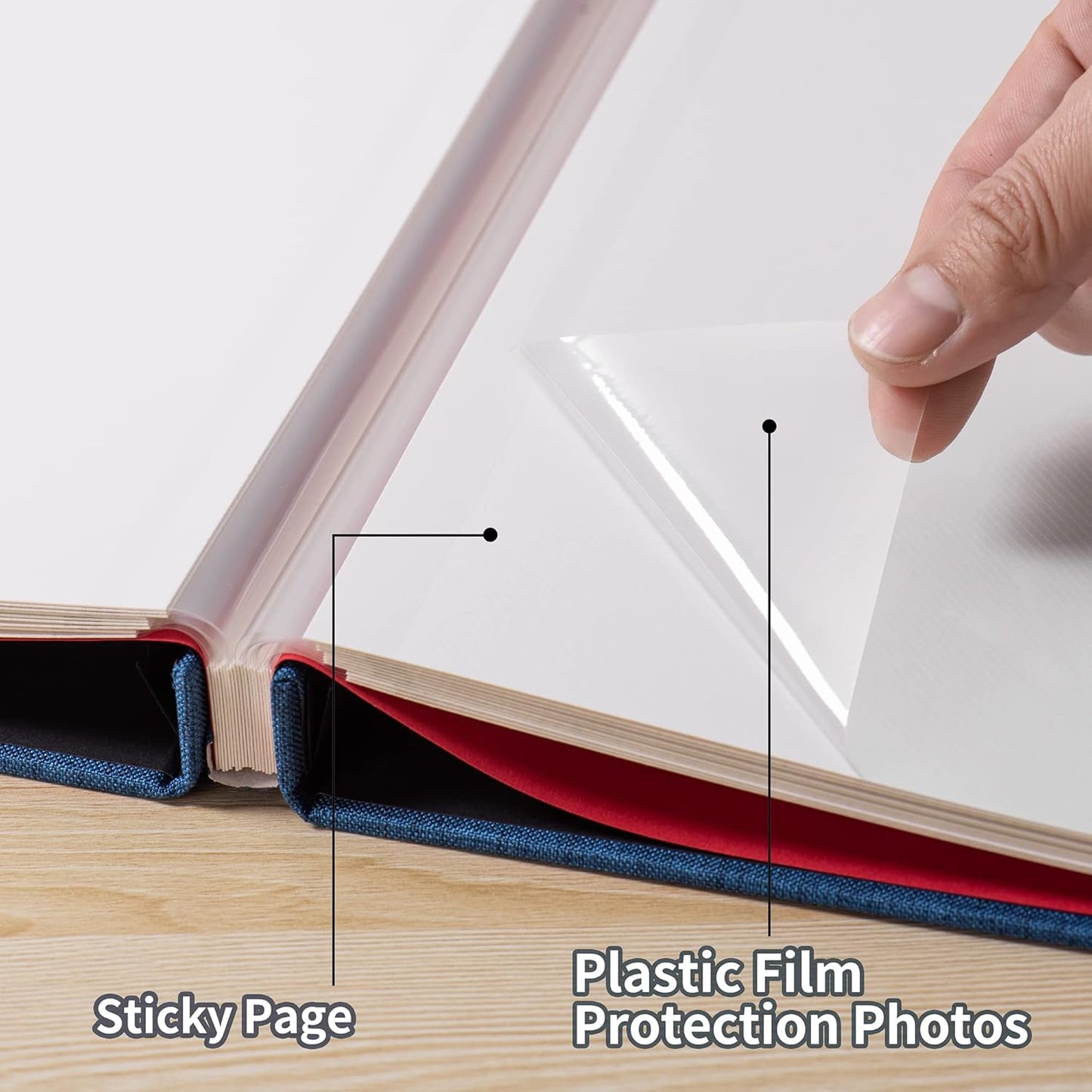 Photo Album Self Adhesive Scrapbook Album for 4Ã—6 Pictures DIY Magnetic Linen Cover Album 30 Blank Pages Great Gift for Family, Wedding, Birthday, Christmas, Anniversary(Blue), 6-15-Blue