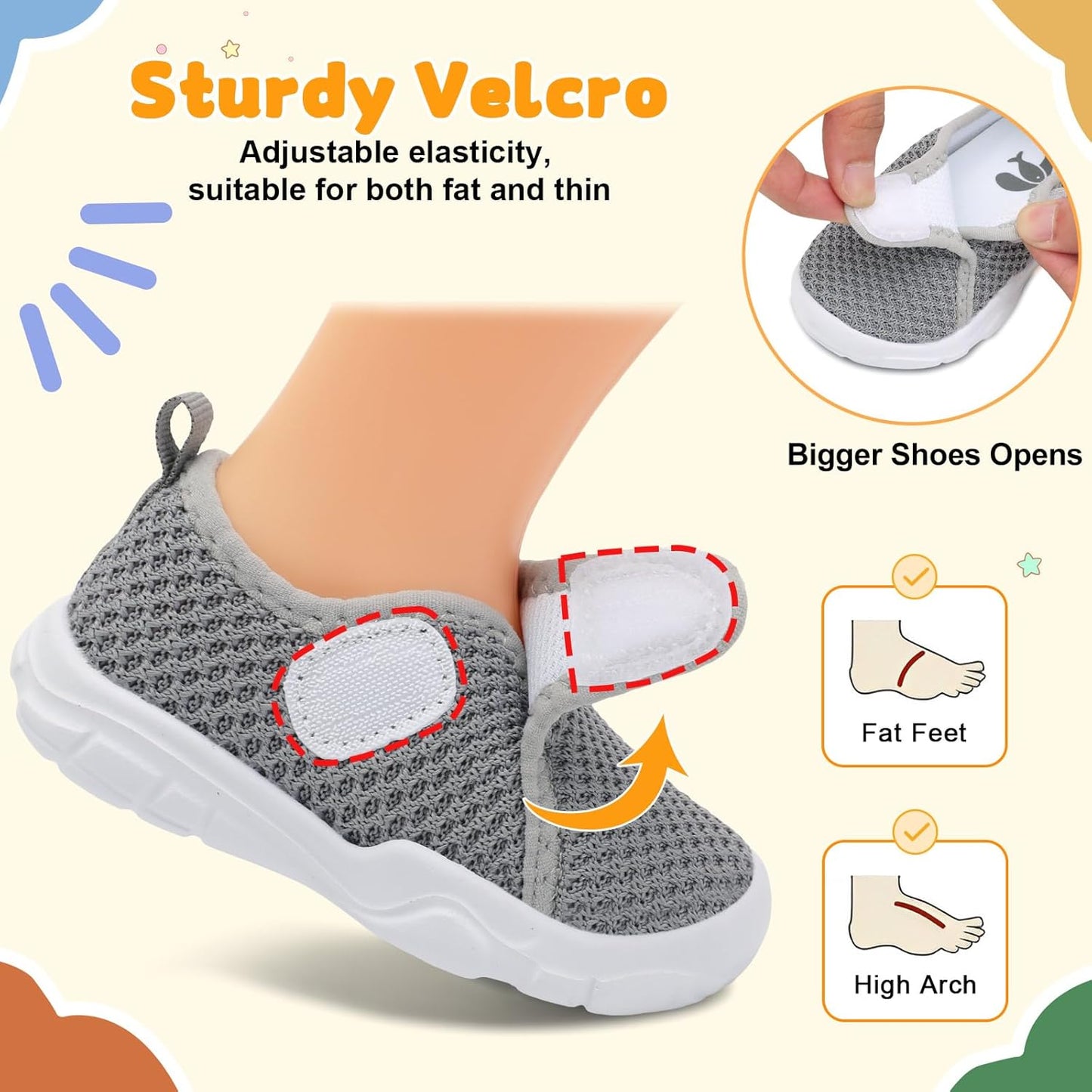 FEETCITY Baby Shoes Boys Girls First Walking Shoes Infant Sneakers Lightweight Slip On Shoe