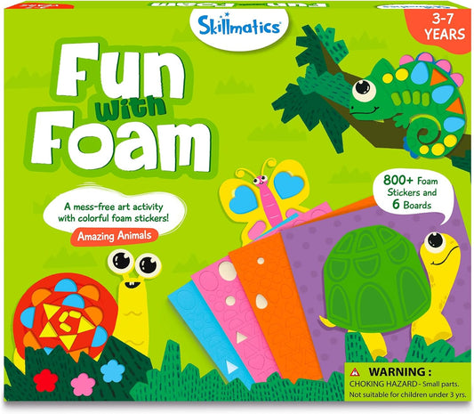 Skillmatics Foam Sticker Art Activity - Animals, Mess-Free Fun for Kids, 800+ 3D Foam Stickers, DIY Felt Craft Kits, Gifts for Boys & Girls Ages 3, 4, 5, 6, 7
