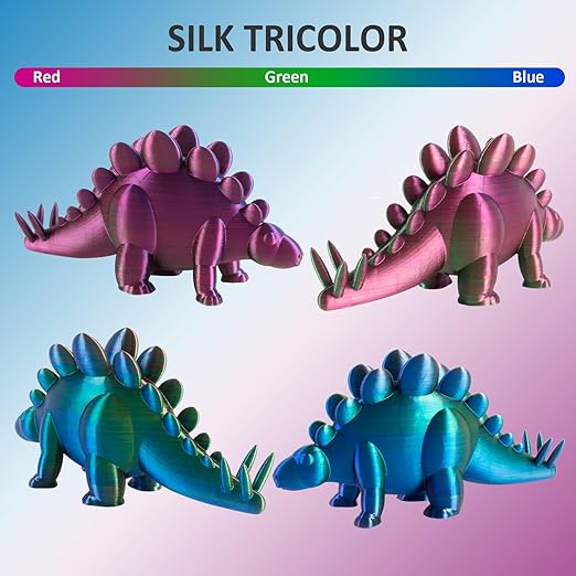 Geeetech Silk PLA Tri Color Filament 1.75mm 3D Printer Filament, Coextrusion Red Blue Green Tri-Colors Metal-Like Shiny Silk PLA Filament, 1kg (2.2lbs) 1 Spool, Dimensional Accuracy +/- 0.02 mm