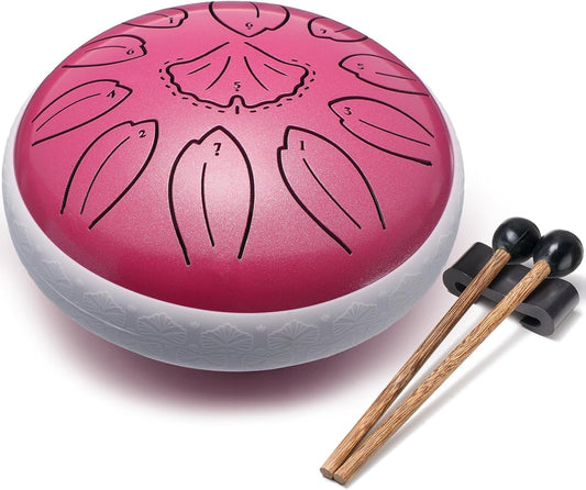 Steel Tongue Drum Percussion, 6 Inch 11 Notes Musical Instruments, Music Gifts for Family Friends (Pink)