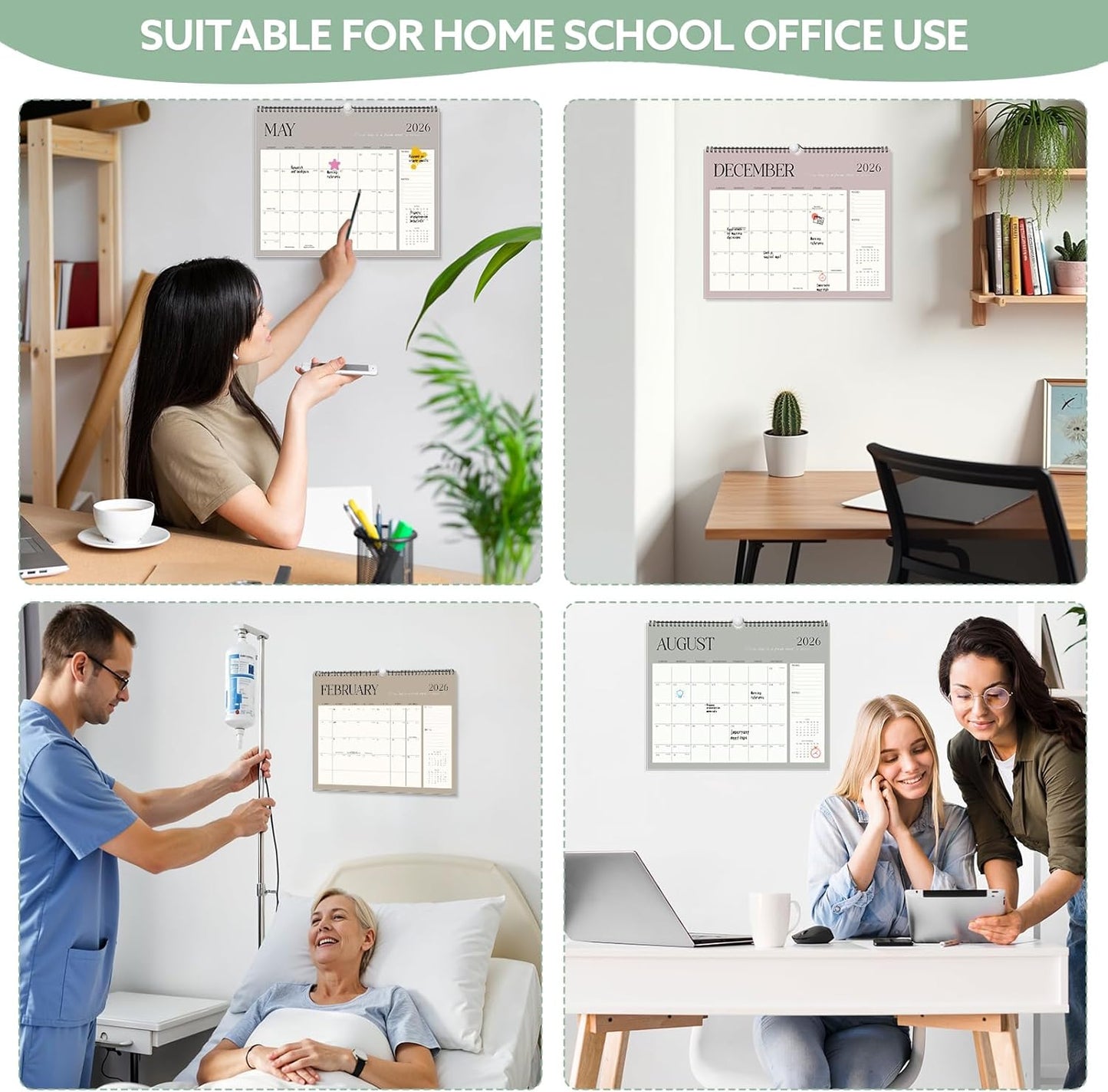 Wall Calendar 2026-2027, 18 Month Large Desk Calendar from January 2026 to June 2027 14.5" x 11.8" Monthly Calendar with Twin-Wire Binding for Home Office Planning Organisers, Simple Style