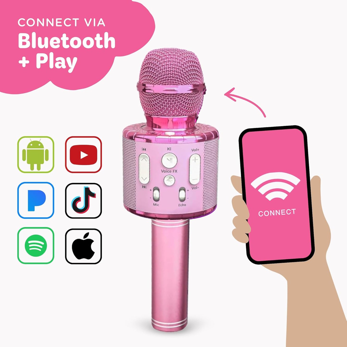 Move2Play, Kids Karaoke Microphone | Includes Pre-Loaded Songs & Bluetooth | Kids Birthday Party Gift | Toy for All Ages 2, 3, 4, 5, 6+ Year Old Girls, Boys & Toddlers