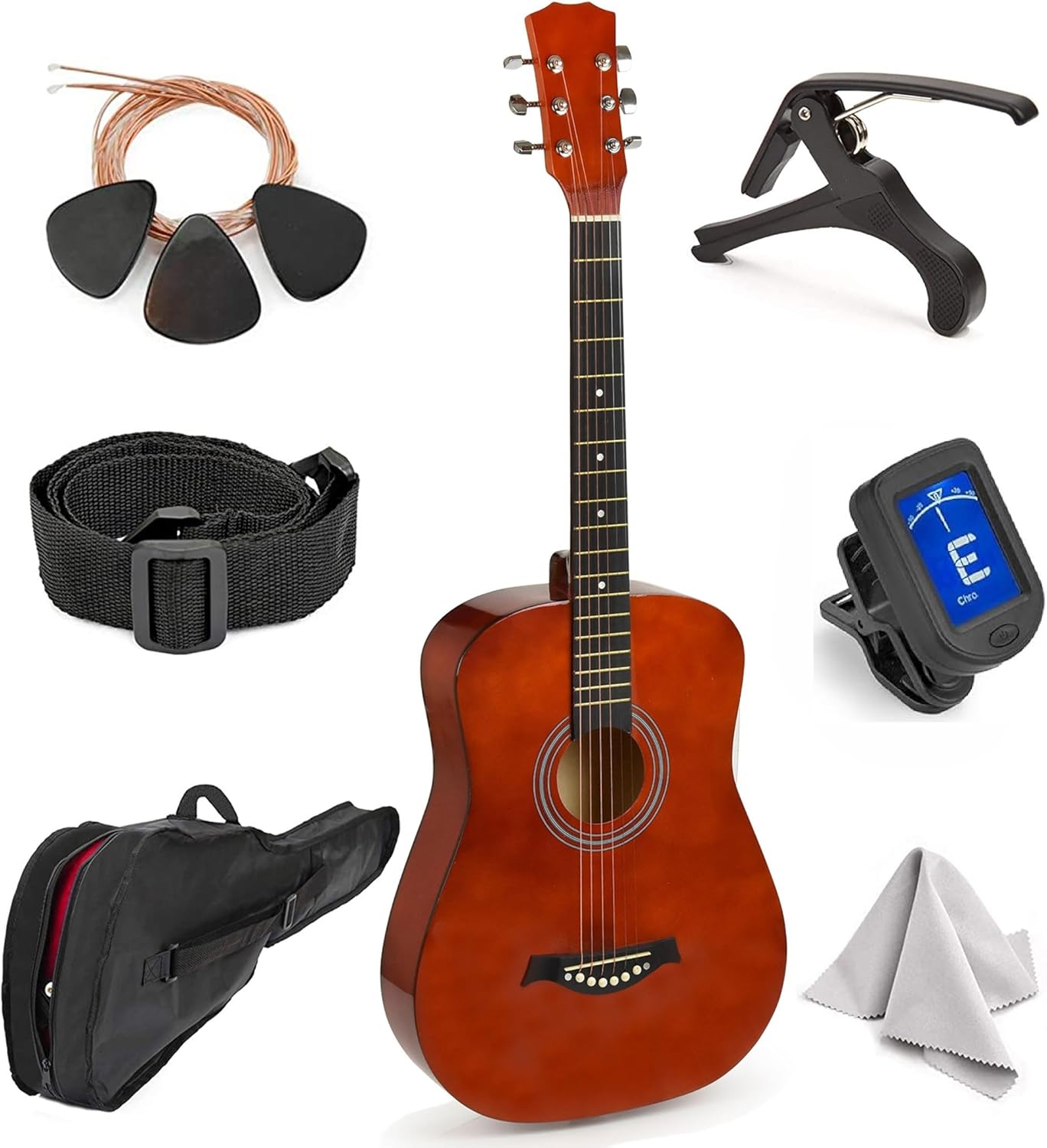 Classical Acoustic Guitar For Kids By MasterPlay- 30” Beginner Guitar For Learners- Accoustic String Guitar Starter Kit: Guitar Bag, Tuner, Strap, Extra Strings, Picks, Wash Cloth, Capo (Mahagnah)