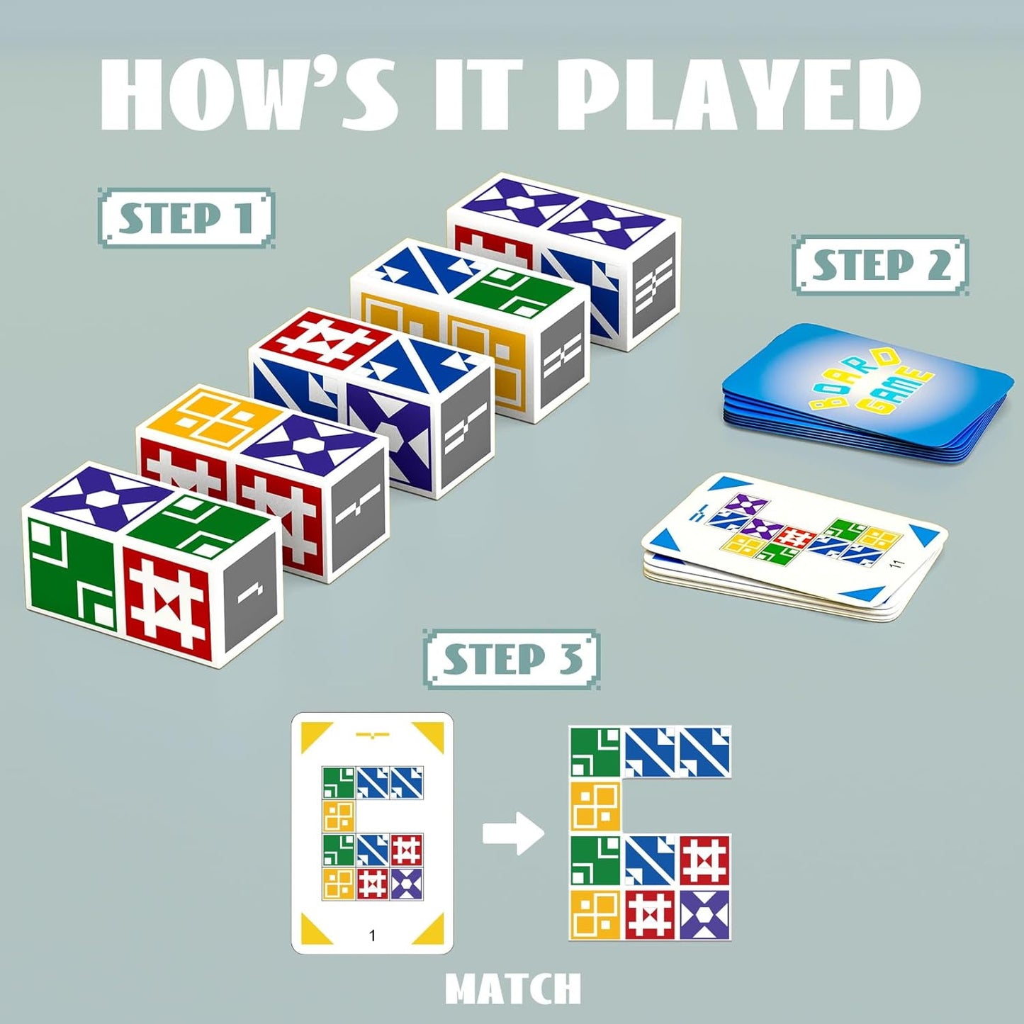 Matching Puzzle Game for Kids & Adults, Family Board Games Block for Boys & Girls Ages 4-8 8-12, 2+ Player Card Puzzles for Children 3+ Year Olds