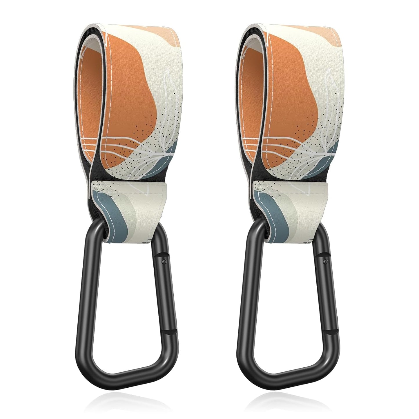 Baby Stroller Hooks for Hanging Bags, Universal Stroller Clips Accessories, Mommy Hook for Diaper Bag, Shopping Cart, Purse, Backpack - 2 Pack, Boho Leaf