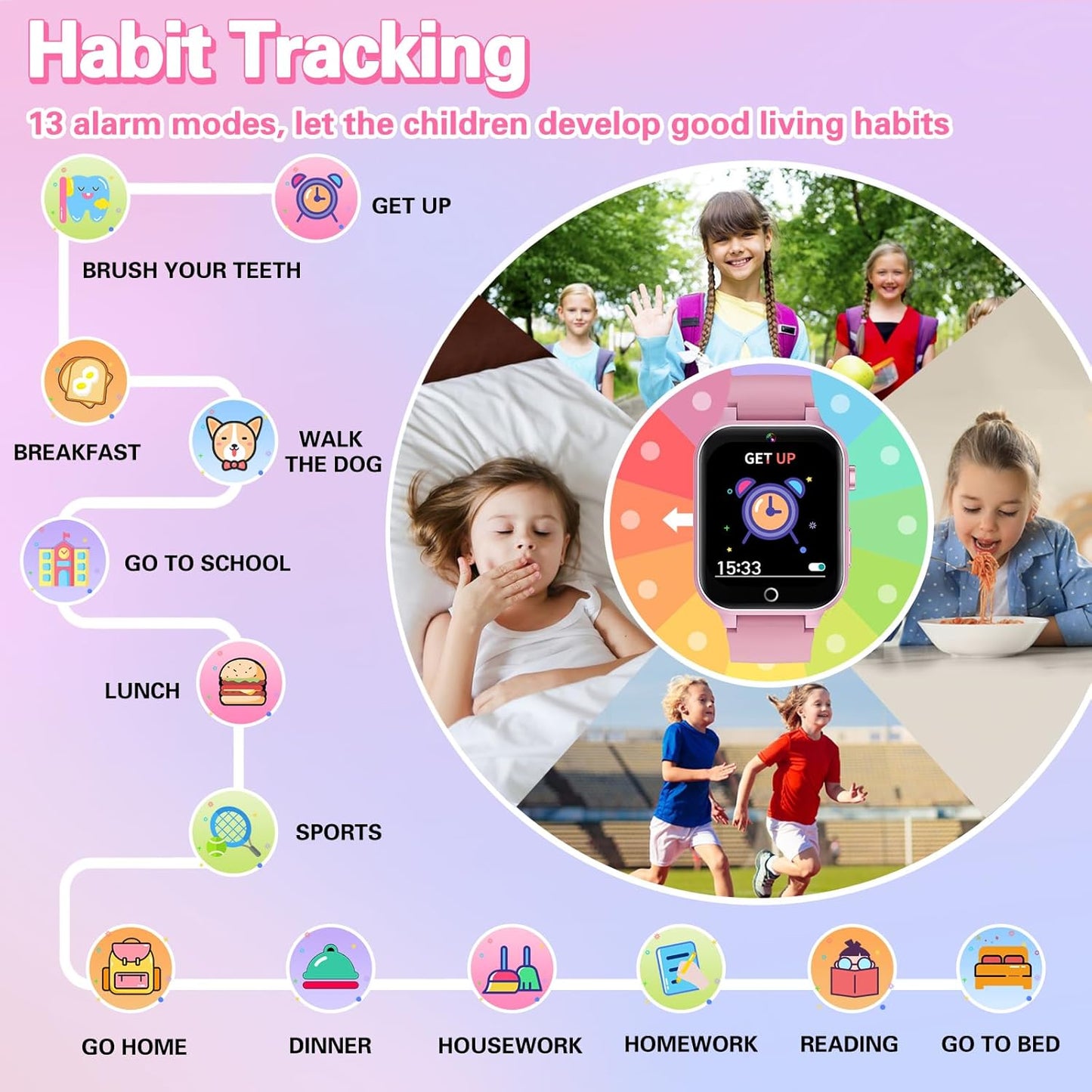 Kids Smart Watch Girls Gift for Girl Aged 6-12, HD TouchScreen Kids Watch with 26 Games Video Camera Music Pedometer Audiostory Learn Card Educational Toys Birthday Gifts for Girls Ages 5 6 7 8 9