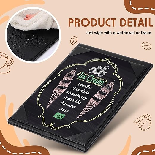 Gerrii Leatherette Table Tents Black PU Leather Menu Covers Bulk Double Sided Frame Sign Holders 2 Side Drink Dessert Menu Folders for Restaurant Coffee Cafe Bar Wedding Supplies(30 Pack,5 x 7 Inch)