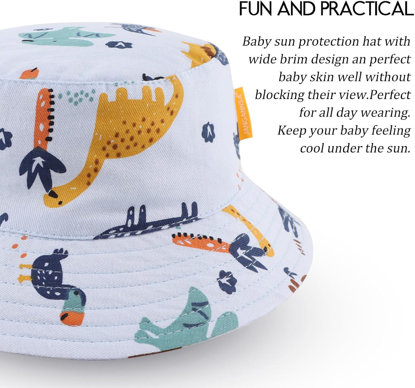 JANGANNSA Cotton Baby Sun Hat Infant Toddler Boys Girls Bucket Hats Summer Sun Protection Kids Beach Caps