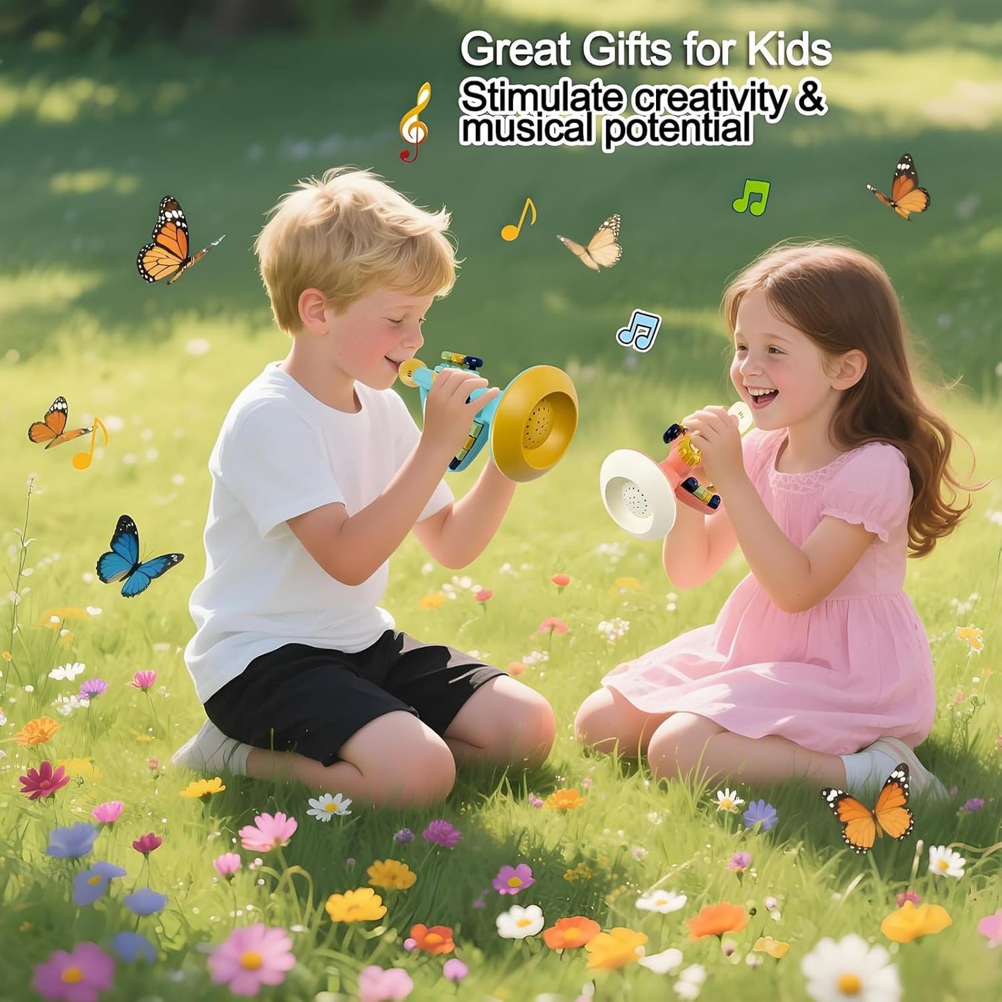 Musical Toys for Kids, Little Trumpet Toy for Toddlers, Blow Horn Baby Educational Toys, Infants Music Toy for Girls Boys Ages 1 2 3 Years Old (Pink)