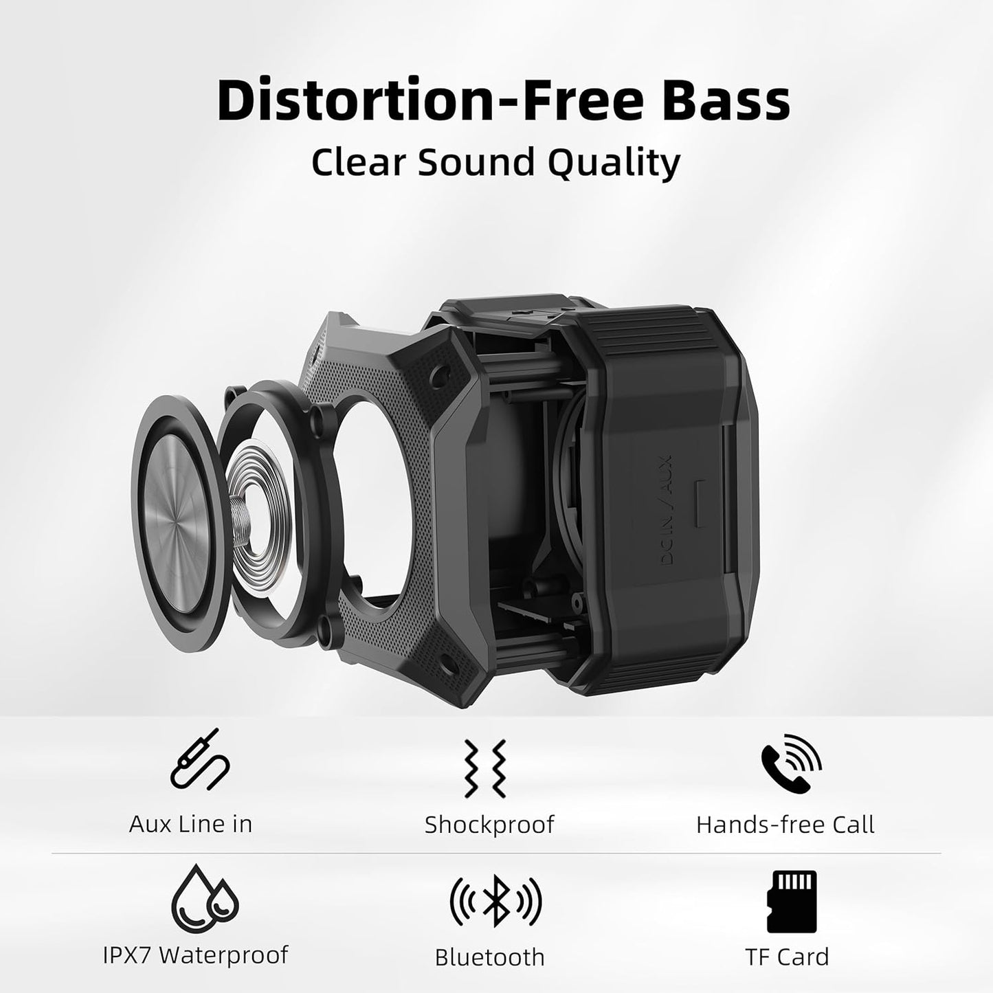 Small Shower Speaker Supports TWS Stereo Pairing and Hands-Free Calling, Loud, IPX7 Waterproof Wireless Bluetooth Speaker, 12H Playtime, Suitable for Home Bathroom, Outdoor Travel, Beach