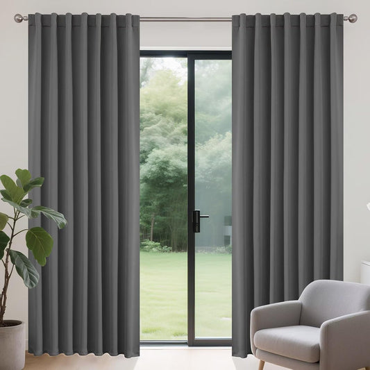 Joydeco 72 Inch Blackout Curtains for Bedroom, Thermal Insulated Black Out Curtains, Room Darkening Drapes for Living Room Window Rod Pocket Back Tab (W52 x L72 Inch, Light Grey)