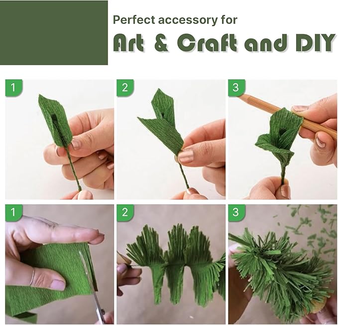 PartyWoo Crepe Paper Streamers 4 Rolls 328ft, Pack of Sage Green Crepe Paper for Party, Wedding, Birthday, Baby Shower Decorations (1.8 Inch x 82 Ft/Roll)