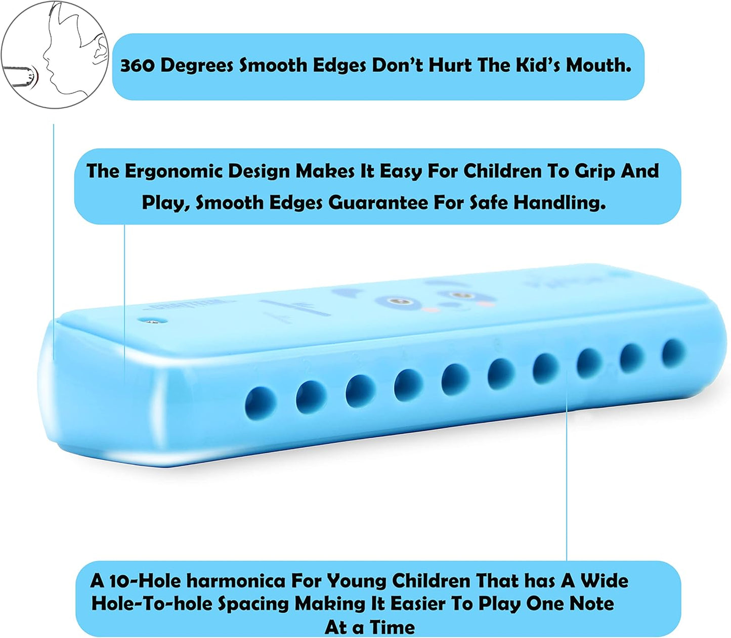 Color Blues Harmonica, Key of C for Kids, Children, Toddler and Beginners,10 Hole 20 Tones Musical Instrument Toy Gift