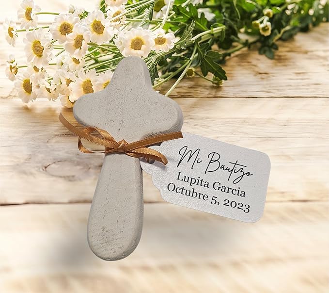 Mi Bautizo Baptism Christening Personalized Thank You Tags 20 pcs - More Colors Available (blue shimmer)