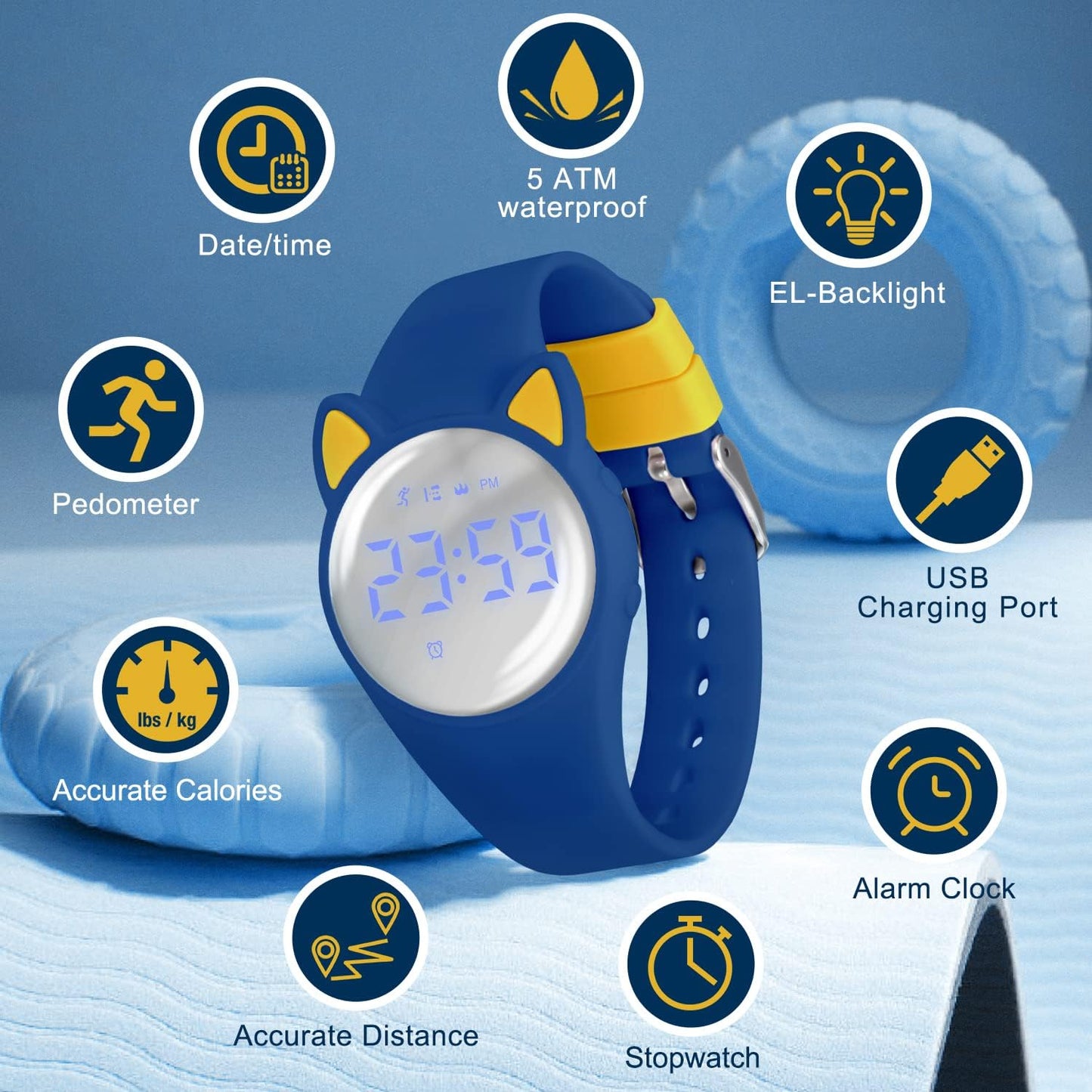 Kids Watches for Girls Boys Digital Sport Watch with Step Counter Pedometer Vibration Alarm Clock, No App Waterproof Fitness Tracker Kids Watch Boys Girls Teens Students Ages 5-16