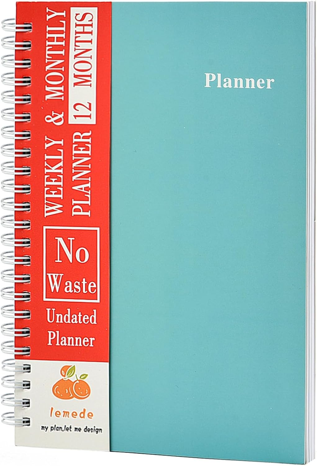 LEMEDE No Waste 12 Months Undated Planner Weekly and Monthly Planner, Weekly To Do List Notepad with Storage Pocket, A5 Undated Planners for Women & Men, Home Office Desk Accessories and Supplies