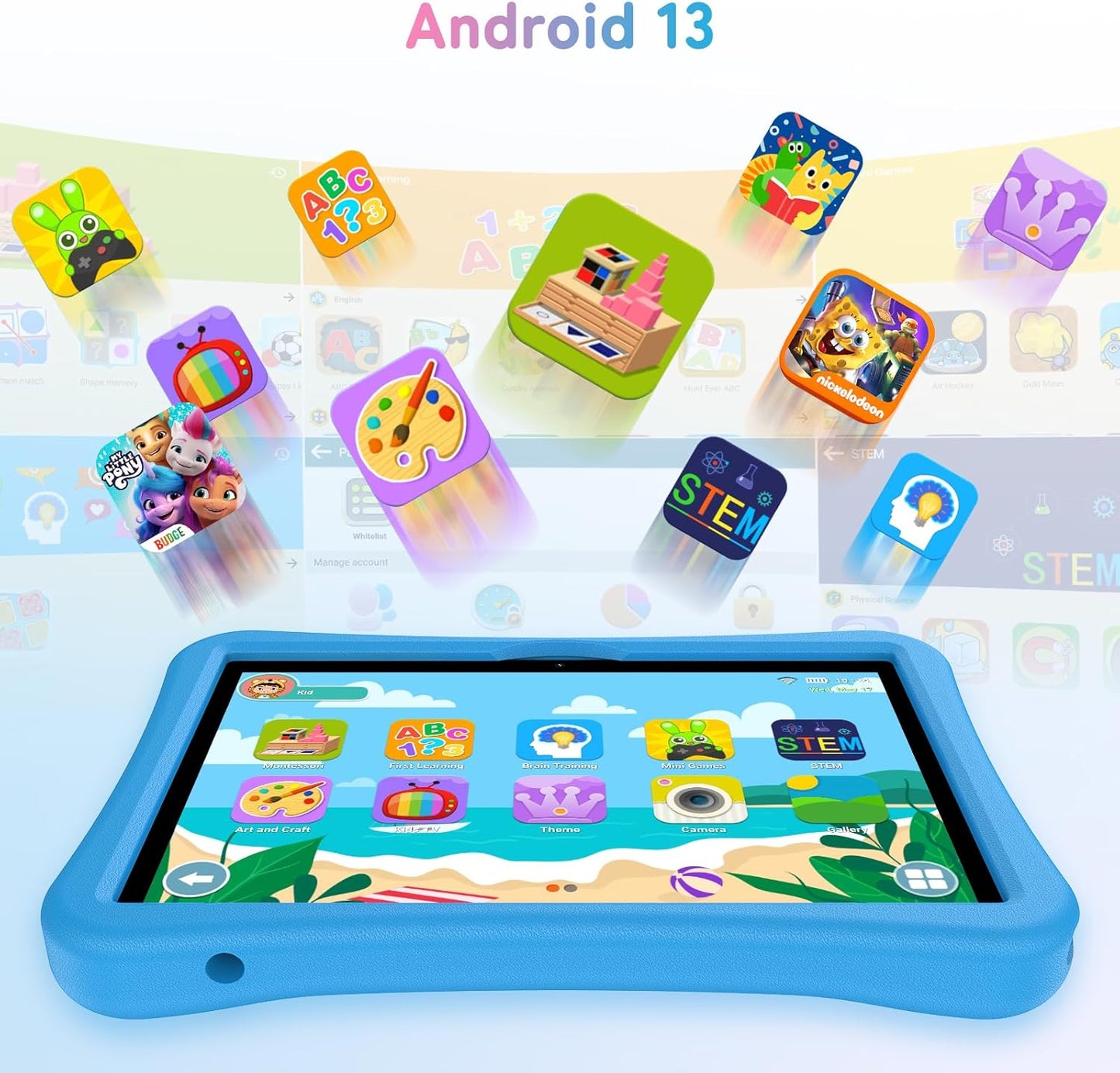 UMIDIGI G5 Tab Kids Tablet, Android 13, 128GB, 10.1in HD+, 4+4GB, Sea Blue, Tablet for Child with Bluetooth, WIFI5, Parental Control, Dual Camera