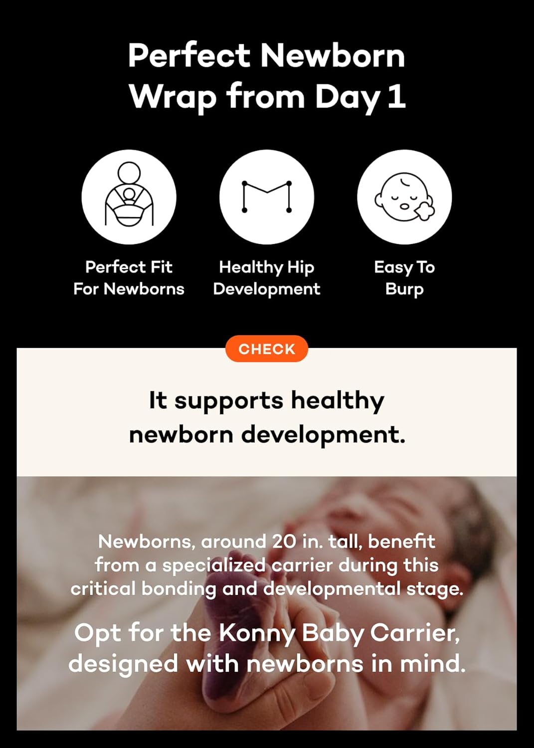 Konny Baby Carrier Flex AirMesh with Head Support- Adjustable, Easy to Wear Baby Wrap Sling, Perfect for Newborn Babies Essentials up to 44 lbs (XS-XL) - Mint Grey