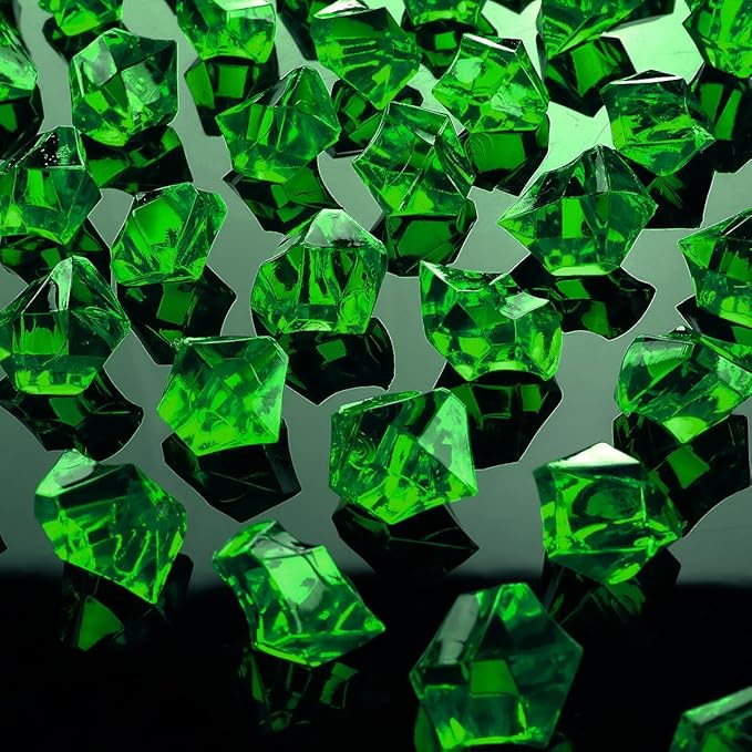 Babenest Acrylic Crushed Ice Rocks, 150 PCS Fake Crystals Plastic Ice Cubes Diamonds Gems for Vase Fillers, Home Decoration, Table Scatter, Event, Wedding, Arts & Crafts (Green)