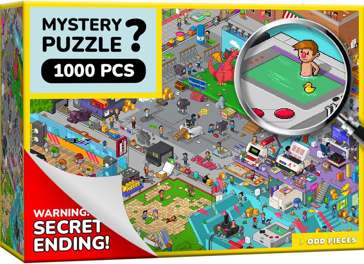 Jigsaw Puzzles 1000 Pieces - Magic Mystery Story Secret Ending Puzzle - Perfect Game Night for Adults & Kids - Pixel Art Gamer Movie TV Show Superhero Theme (Glitch)