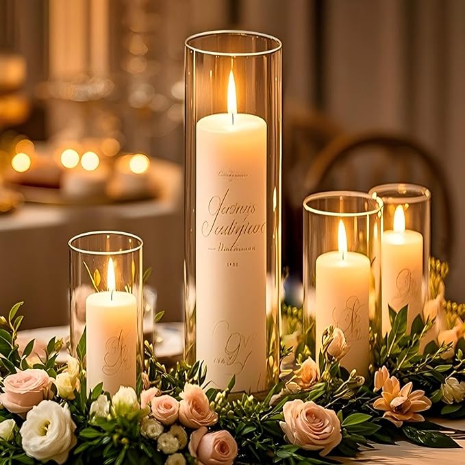 12Pcs Glass Cylinder Vases 12 Inch Tall Clear Flower Vases for Centerpieces Wedding Decoration, Hurricane Floating Candle Holder for Party Table Home Decor