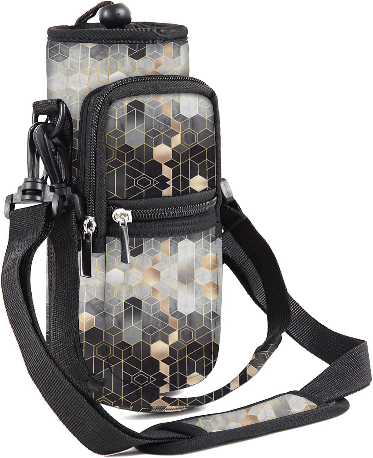 25/32/40/64oz Water Bottle Bag Holder Carrier-Insulated Crossbody Sling Case Sleeve with Strap & Pockets for Men Women Gym Cycling Travel Walking Hiking Camping