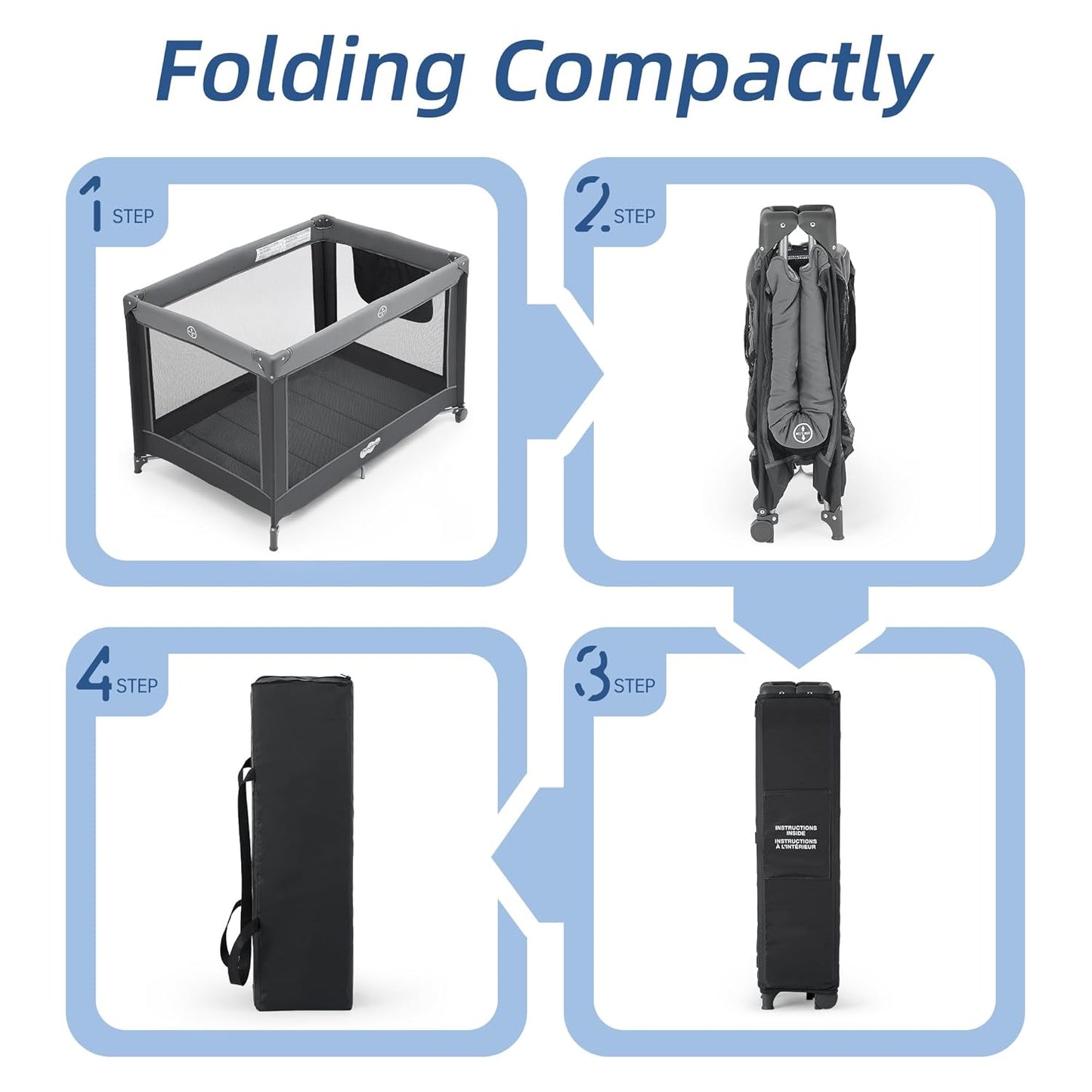 Pamo Babe Portable Playpen Foldable Playard Portable Crib for Baby and Toddlers