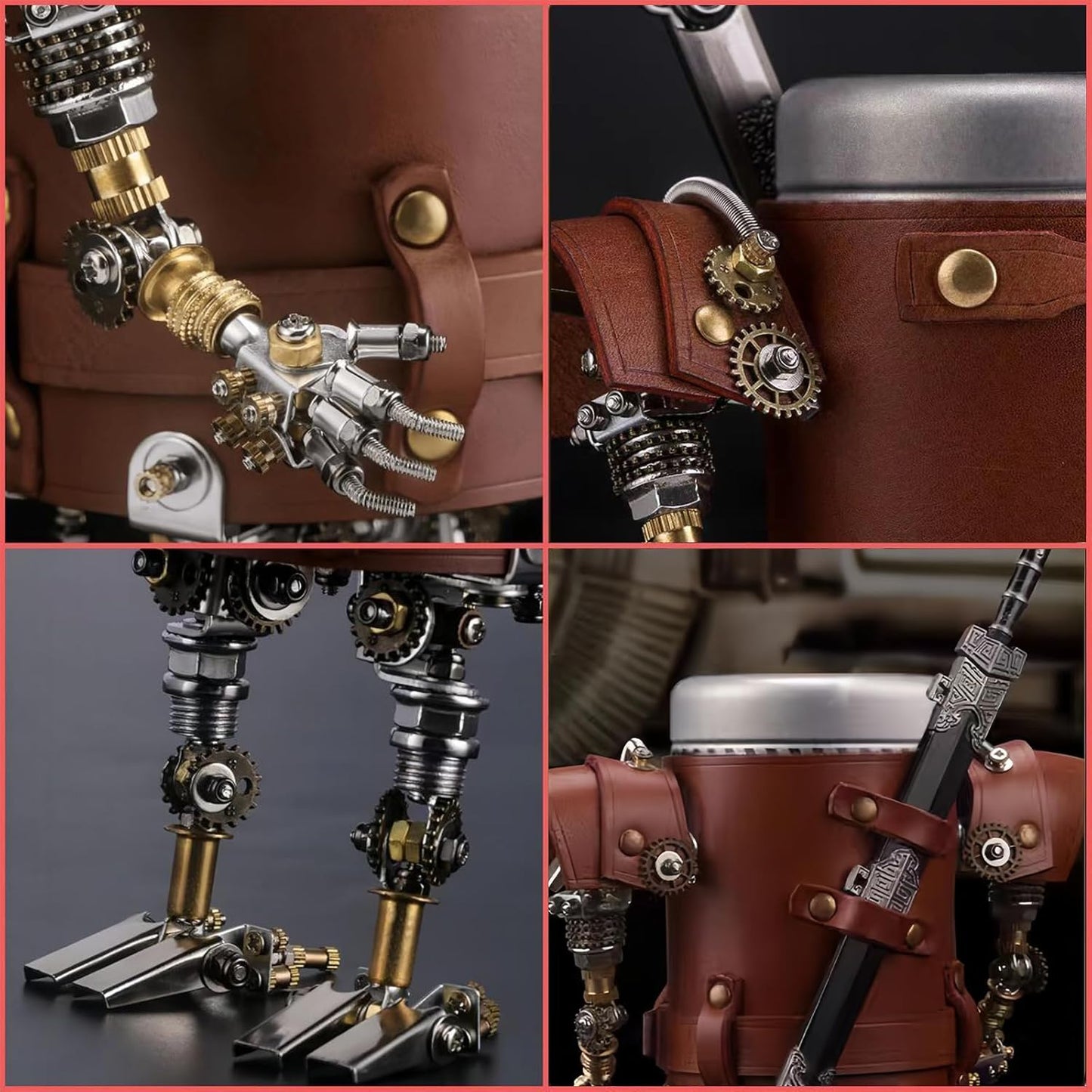 Adult 3D Metal Puzzle, Steampunk Style Pen Holder Metal Model Set, 3D Metal Puzzle Mechanical Pen Holder Building Blocks, DIY Mechanical Model Set, a high-end Gift for Men