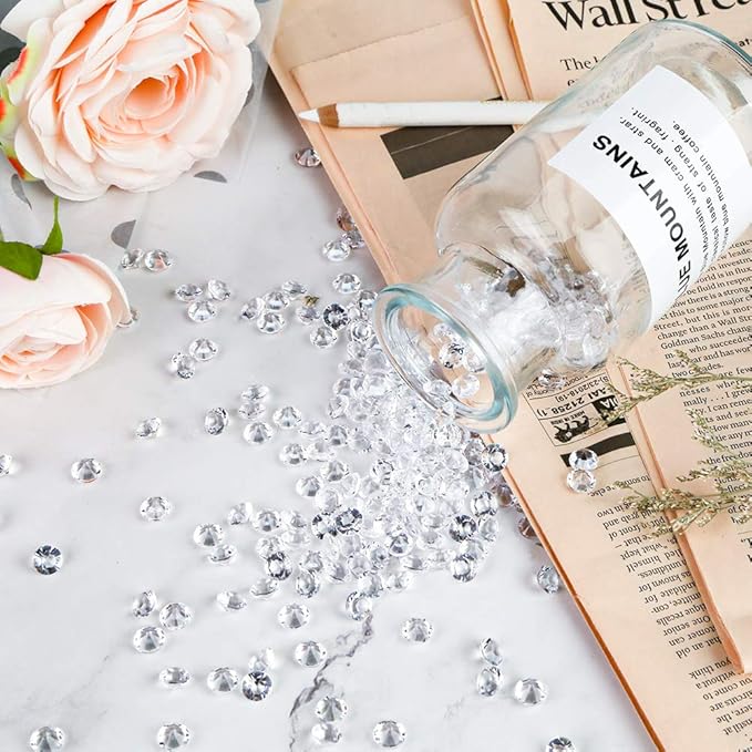 FUTUREPLUSX Fake Diamonds, 2000 PCS Mini Loose Diamonds Fake Crystals Rhinestones for Vase Fillers Wedding Bridal Shower Party Table Centerpiece Arts & Crafts Decor